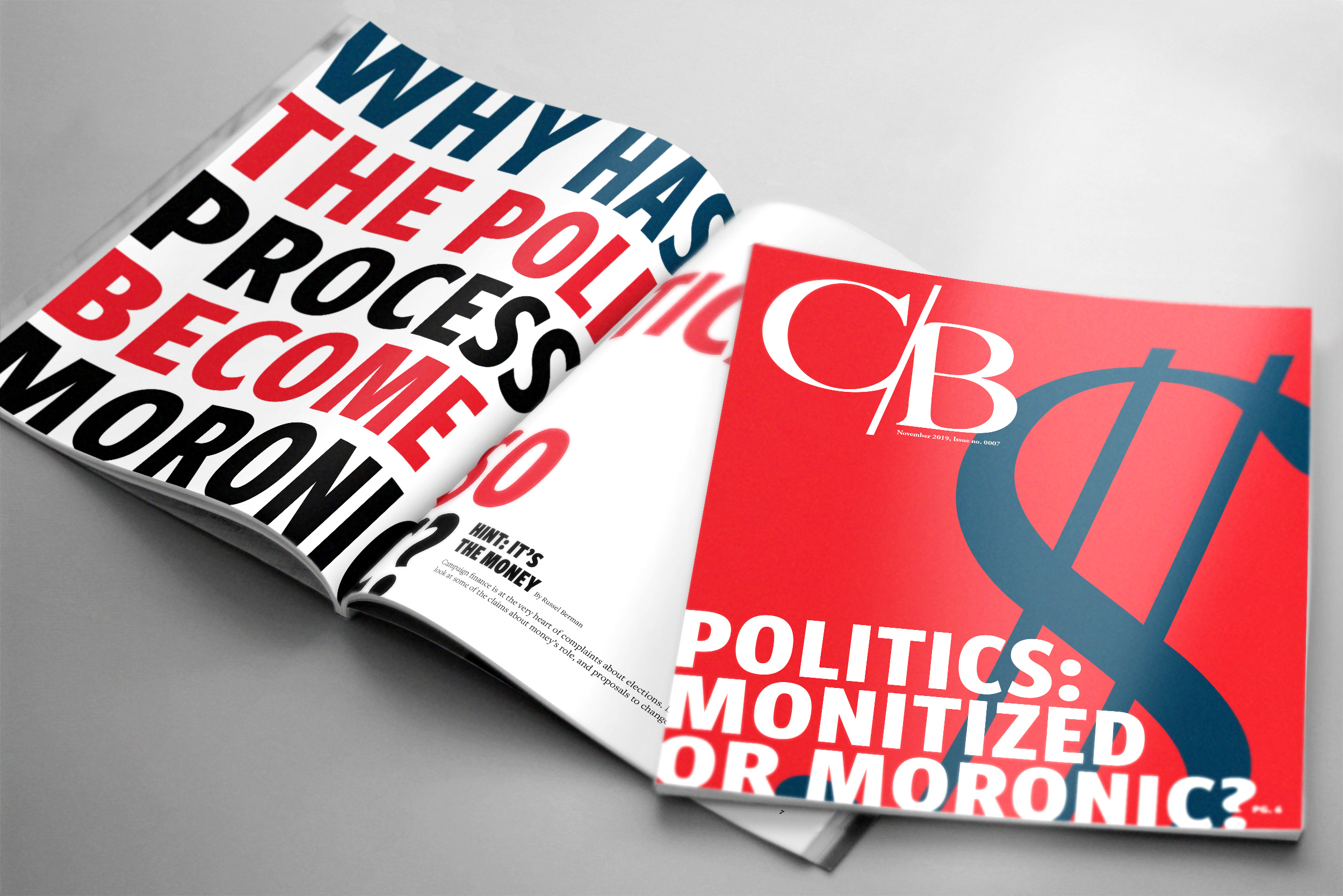 Checks and Balances magazine cover and spread by Dillon the Designer